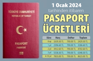 1.Ocak.2024 itibarıyla Pasaport Ücretleri